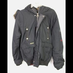 J. Whistler BLACK COAT w/ Fur Lined Hood Size Medium JACKET MEN'S CANADA